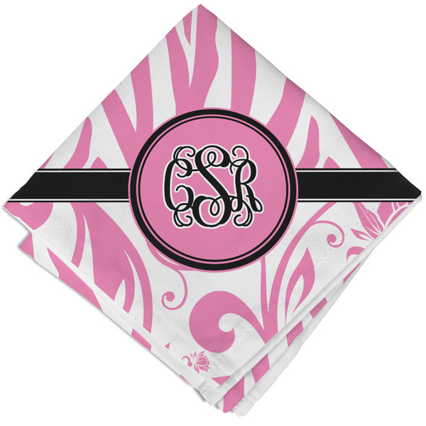 Zebra & Floral Cloth Napkins - Personalized Lunch (Folded Four Corners)