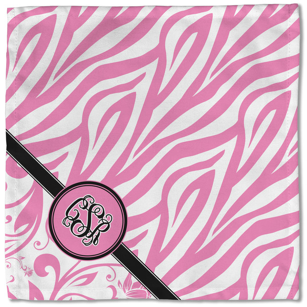 Zebra & Floral Cloth Napkins - Personalized Lunch (Single Full Open)