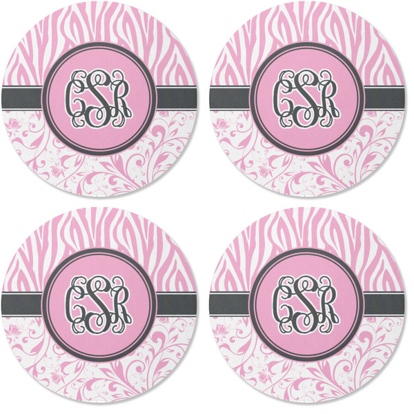Zebra & Floral Coaster Round Rubber Back - Apvl
