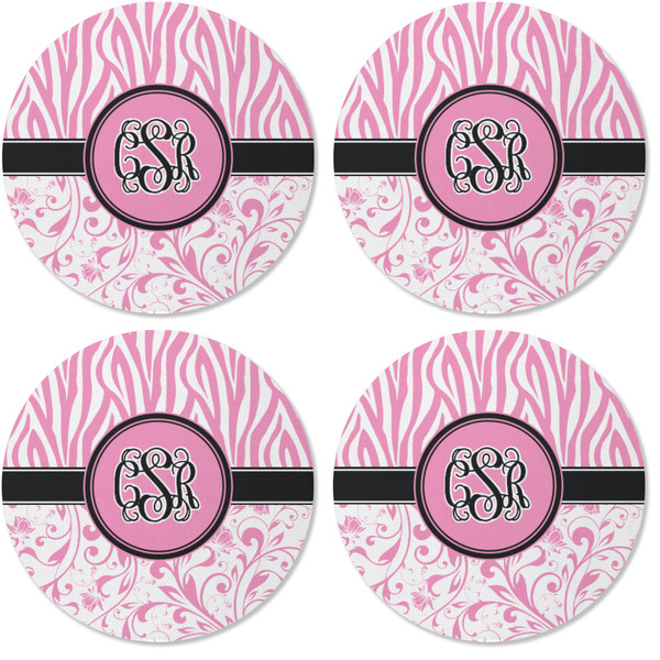 Zebra & Floral Coaster Round Rubber Back - Apvl