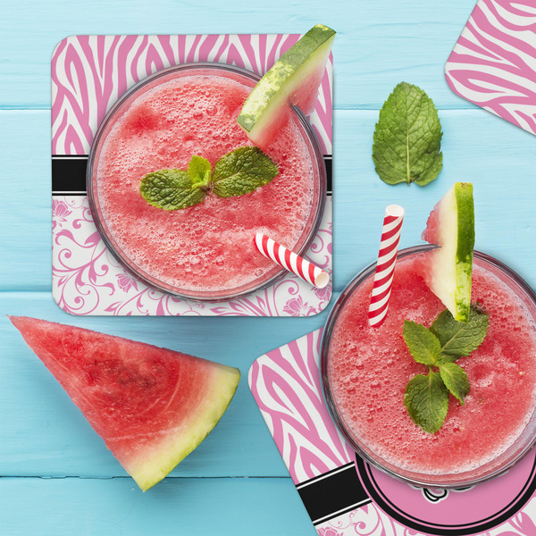 Zebra & Floral Coaster Set - LIFESTYLE