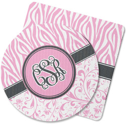 Zebra & Floral Rubber Backed Coaster (Personalized)