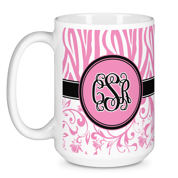 Zebra & Floral Coffee Mug - 15 oz - White