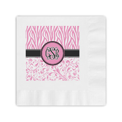 Zebra & Floral Coined Cocktail Napkins (Personalized)
