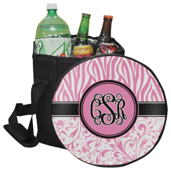 Custom Zebra & Floral Collapsible Cooler & Seat (Personalized)