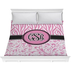 Zebra & Floral Comforter - King (Personalized)
