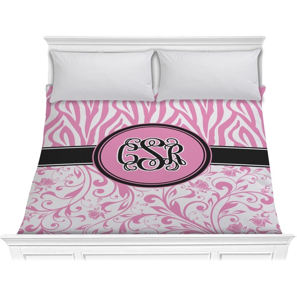 Custom Zebra & Floral Comforter - King (Personalized)