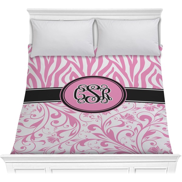 Custom Zebra & Floral Comforter - Full / Queen (Personalized)