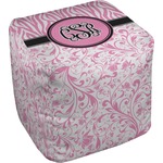 Zebra & Floral Cube Pouf Ottoman - 18" (Personalized)