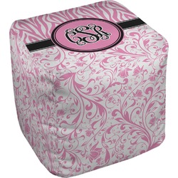 Zebra & Floral Cube Pouf Ottoman (Personalized)