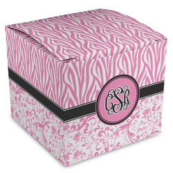 Zebra & Floral Cube Favor Gift Boxes (Personalized)
