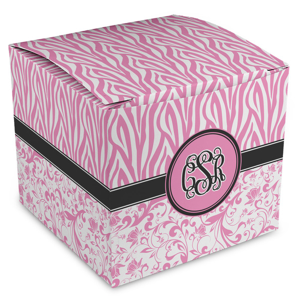 Custom Zebra & Floral Cube Favor Gift Boxes (Personalized)