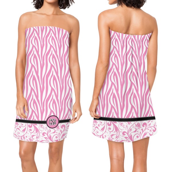 Zebra & Floral Custom Bath Wrap - Front & Back View