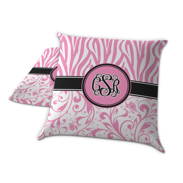 Zebra & Floral Decorative Pillow Case - TWO
