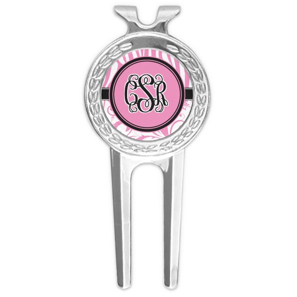 Custom Zebra & Floral Golf Divot Tool & Ball Marker (Personalized)