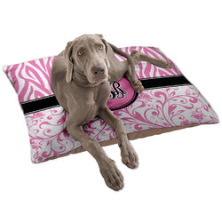 Zebra & Floral Dog Bed - Large w/ Monogram