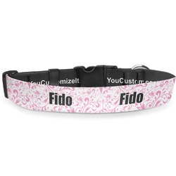 Zebra & Floral Deluxe Dog Collar - Large (13" to 21") (Personalized)