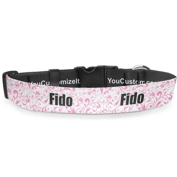 Custom Zebra & Floral Deluxe Dog Collar - Small (8.5" to 12.5") (Personalized)