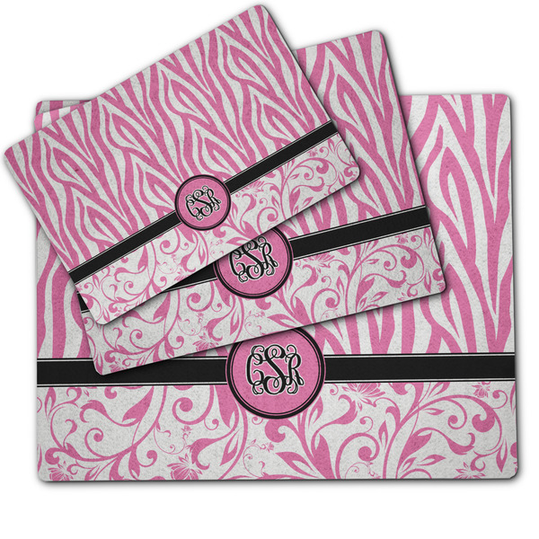 Zebra & Floral Dog Food Mat - MAIN (sm, med, lrg)