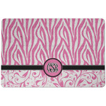 Zebra & Floral Dog Food Mat w/ Monogram