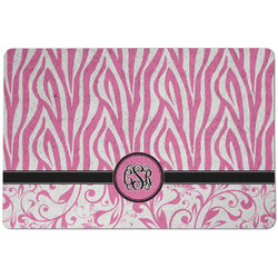 Zebra & Floral Dog Food Mat w/ Monogram