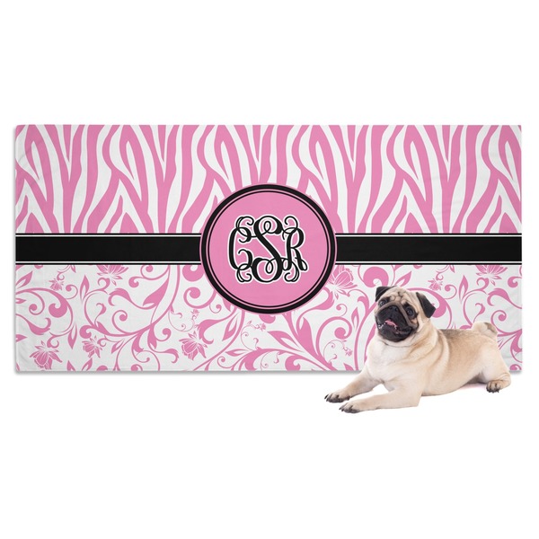 Custom Zebra & Floral Dog Towel (Personalized)
