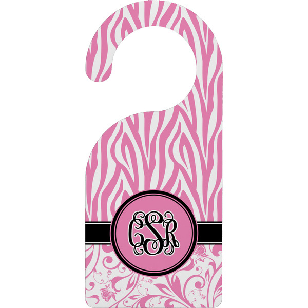 Custom Zebra & Floral Door Hanger w/ Monogram