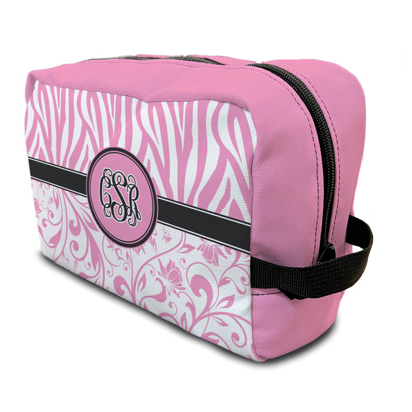 Custom Zebra & Floral Toiletry Bag / Dopp Kit (Personalized)
