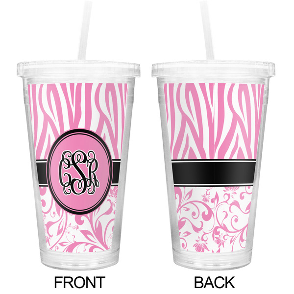 Zebra & Floral Double Wall Tumbler with Straw - Approval