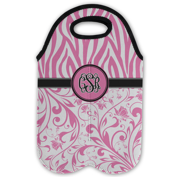 Zebra & Floral Double Wine Tote - Flat (new)