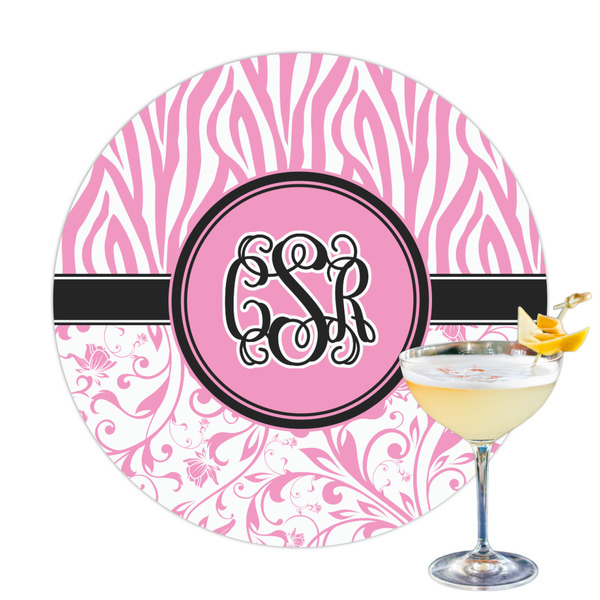 Custom Zebra & Floral Printed Drink Topper (Personalized)