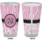 Zebra & Floral Pint Glass - Full Color - Front & Back Views