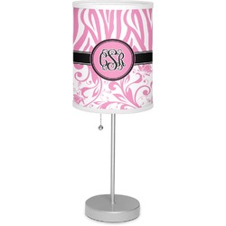 Zebra & Floral 7" Drum Lamp with Shade Linen (Personalized)