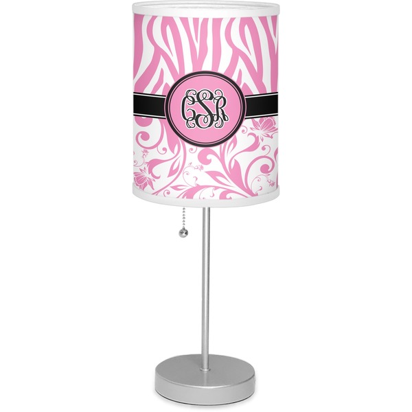 Custom Zebra & Floral 7" Drum Lamp with Shade (Personalized)