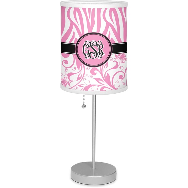 Custom Zebra & Floral Lamp with Drum Shade (Personalized)