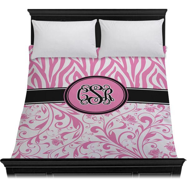 Zebra & Floral Duvet Cover - Queen - On Bed - No Prop