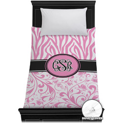 Zebra & Floral Duvet Cover - Twin XL (Personalized)