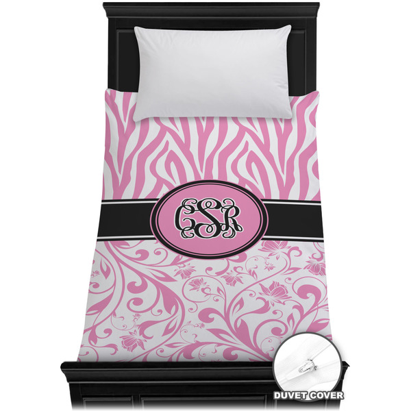 Custom Zebra & Floral Duvet Cover - Twin XL (Personalized)