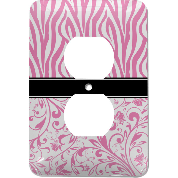 Custom Zebra & Floral Electric Outlet Plate