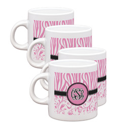 Zebra & Floral Single Shot Espresso Cups - Set of 4 (Personalized)