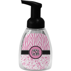 Zebra & Floral Foam Soap Bottle - Black (Personalized)