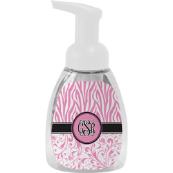 Zebra & Floral Foam Soap Bottle - White (Personalized)