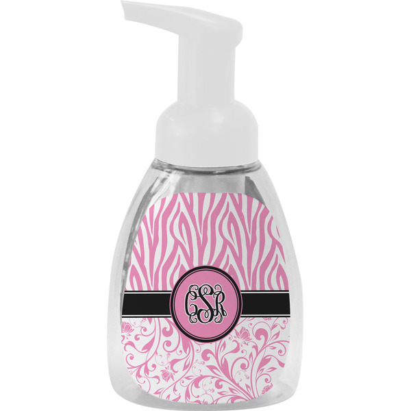 Custom Zebra & Floral Foam Soap Bottle - White (Personalized)