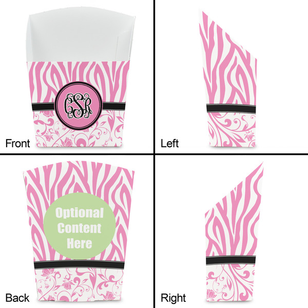 Zebra & Floral French Fry Favor Box - Front & Back View