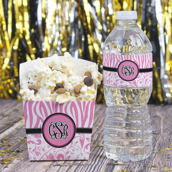 Zebra & Floral French Fry Favor Box - w/ Water Bottle