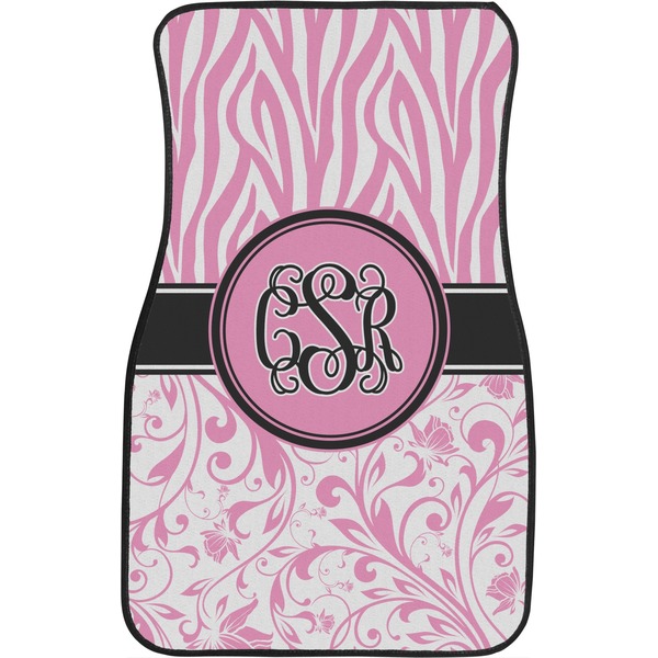 Zebra & Floral Front Seat Car Mat