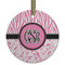 Zebra & Floral Frosted Glass Ornament - Round