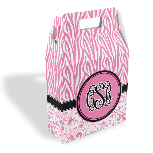 Custom Zebra & Floral Gable Favor Box (Personalized)
