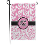 Zebra & Floral Small Garden Flag - Single Sided w/ Monograms