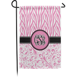 Zebra & Floral Small Garden Flag - Single Sided w/ Monograms